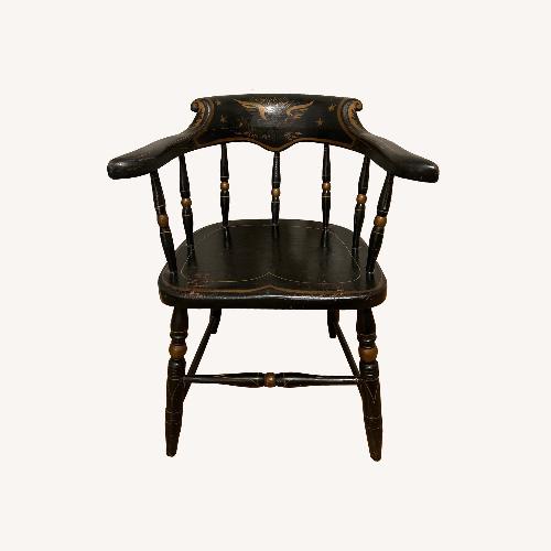 Used Vintage Black & Gold Eagle Motif Windsor Armchair for sale on AptDeco
