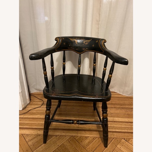 Used Vintage Black & Gold Eagle Motif Windsor Armchair for sale on AptDeco