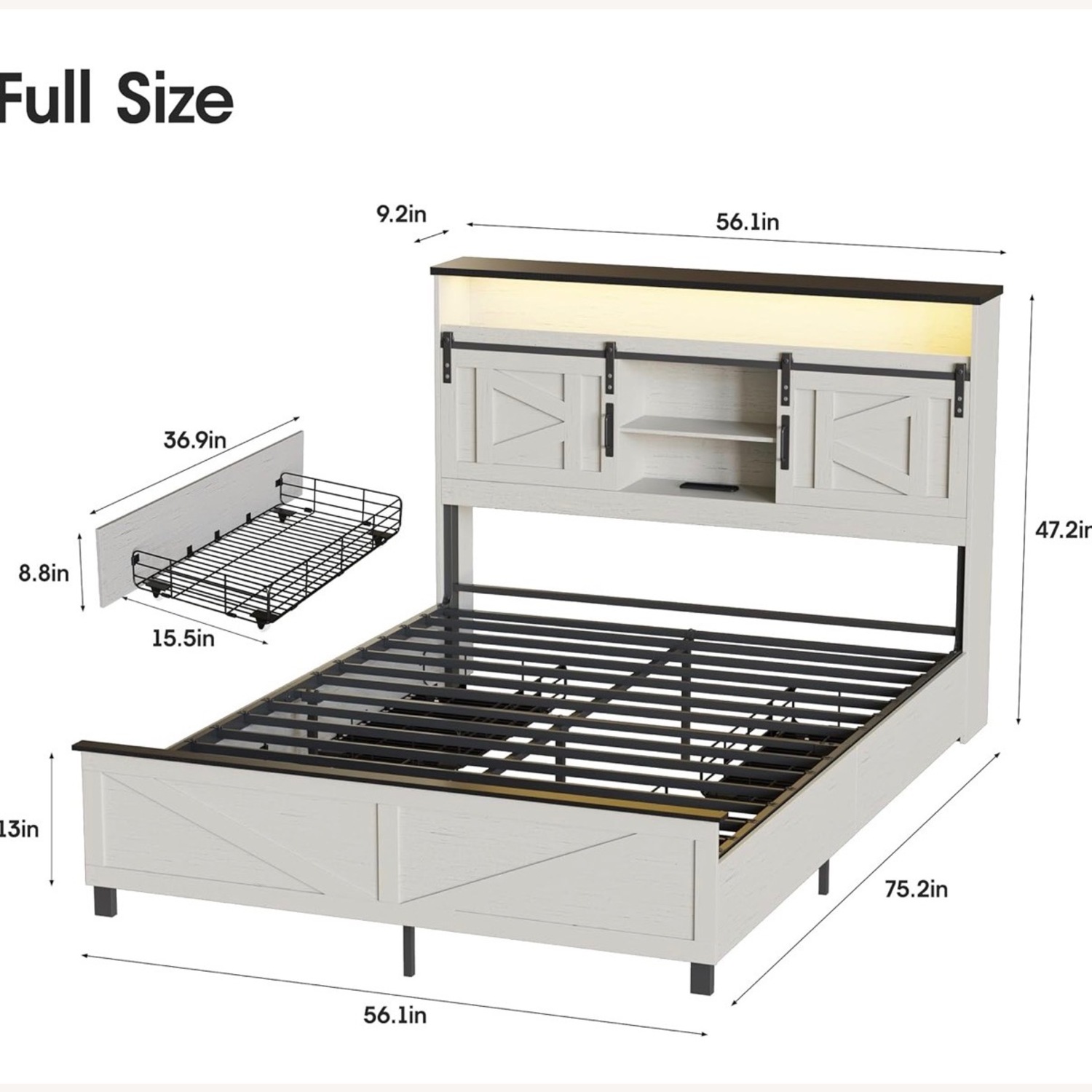Wayfair White Wood Full Bed - image-2