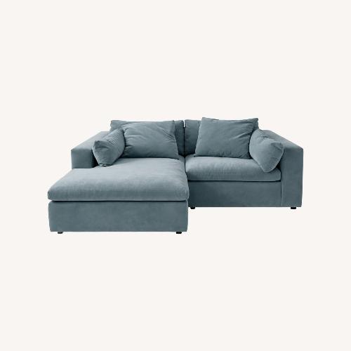 Used West Elm Harmony Blue Velvet 2+ Piece Sectional for sale on AptDeco