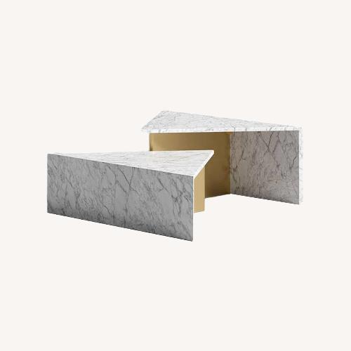Used Rove Concepts Terra White Marble Coffee Table Set for sale on AptDeco