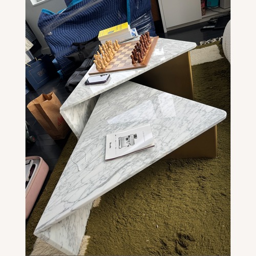 Used Rove Concepts Terra White Marble Coffee Table Set for sale on AptDeco