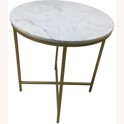 Used End Table In White Marble Top & Gold Base for sale on AptDeco