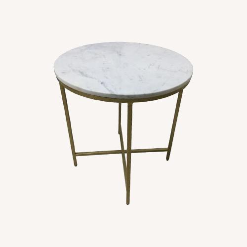 Used End Table In White Marble Top & Gold Base for sale on AptDeco