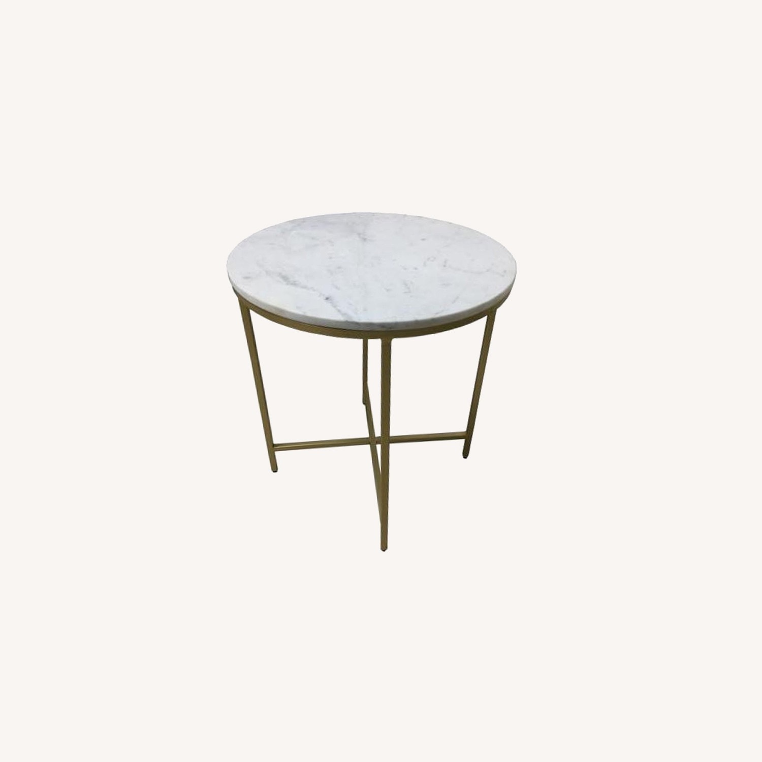 End Table In White Marble Top & Gold Base - image-4