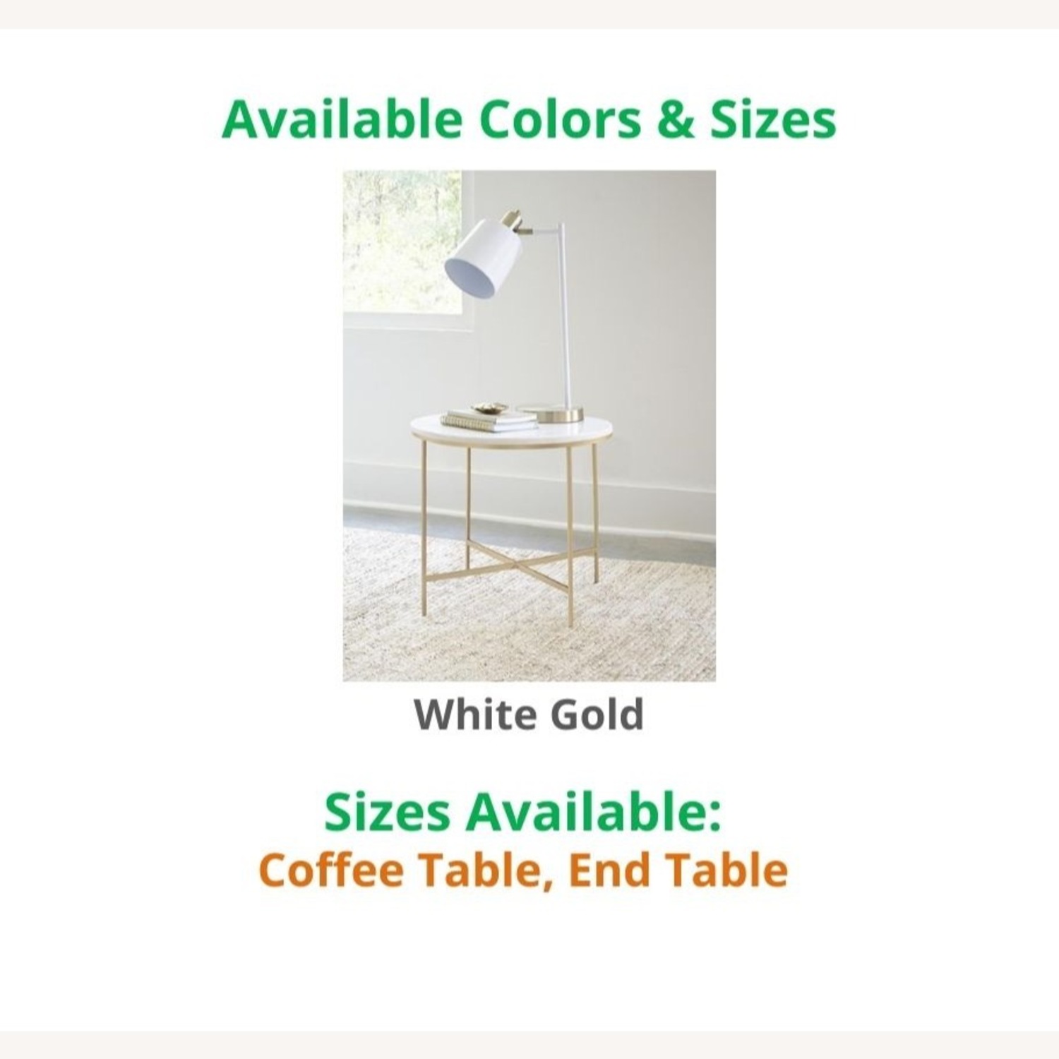 End Table In White Marble Top & Gold Base - image-5