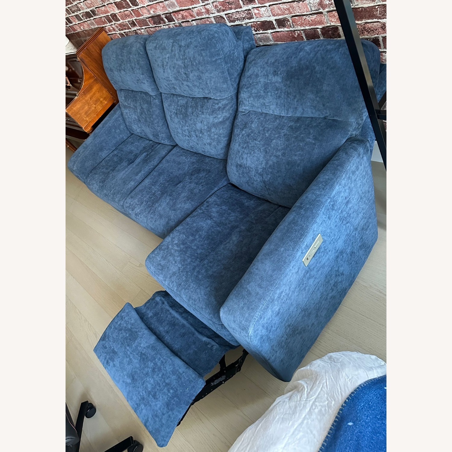 Comfy Blue Sofa with USB Charger & 2 Recliners - image-4