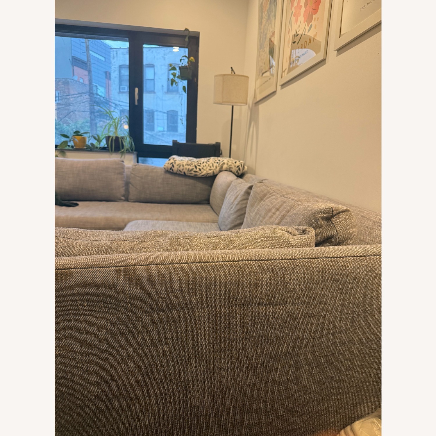 West Elm Shelter Light Gray Fabric 2 Piece Sectional - image-3