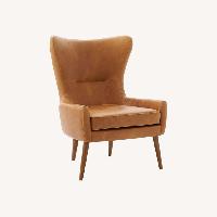 West Elm Brown Erik Leather Wing Chairs