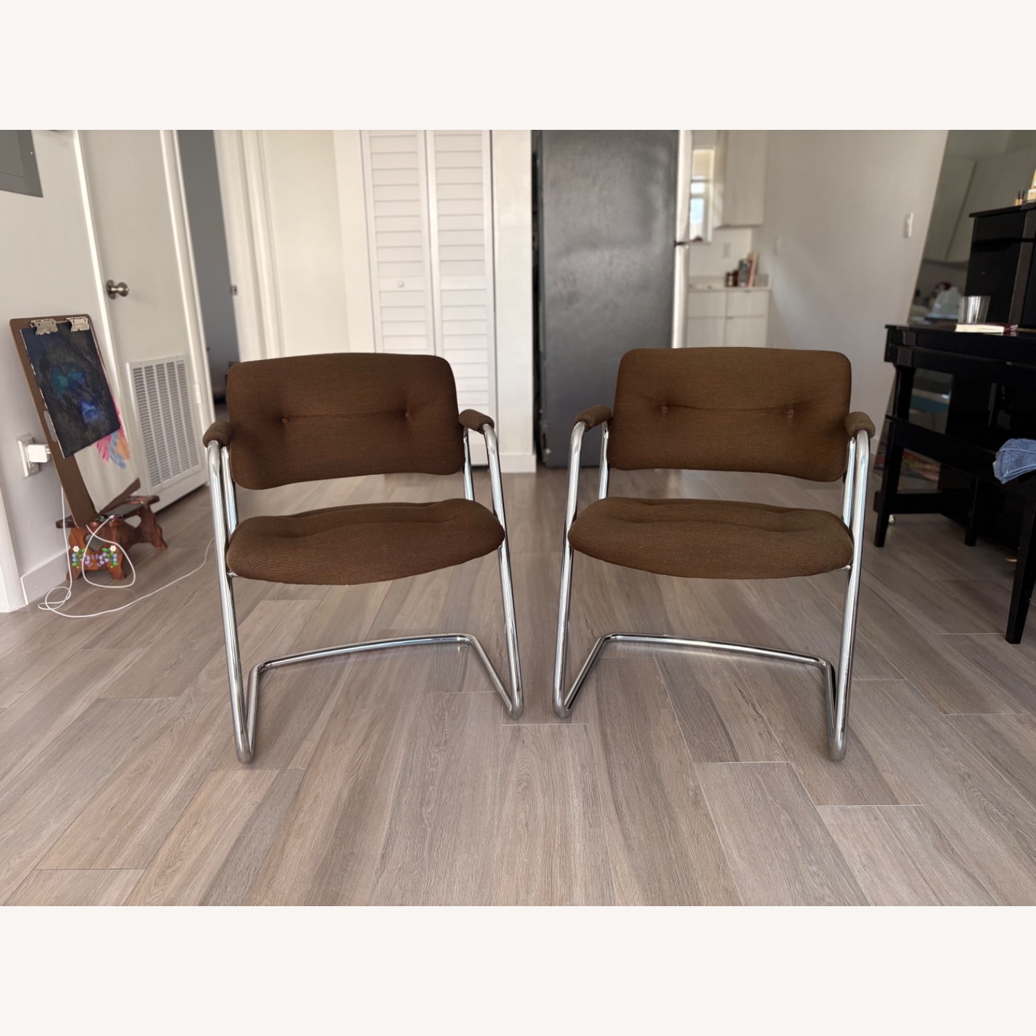 Steelcase 421 Dark Brown Fabric Armchair - image-1