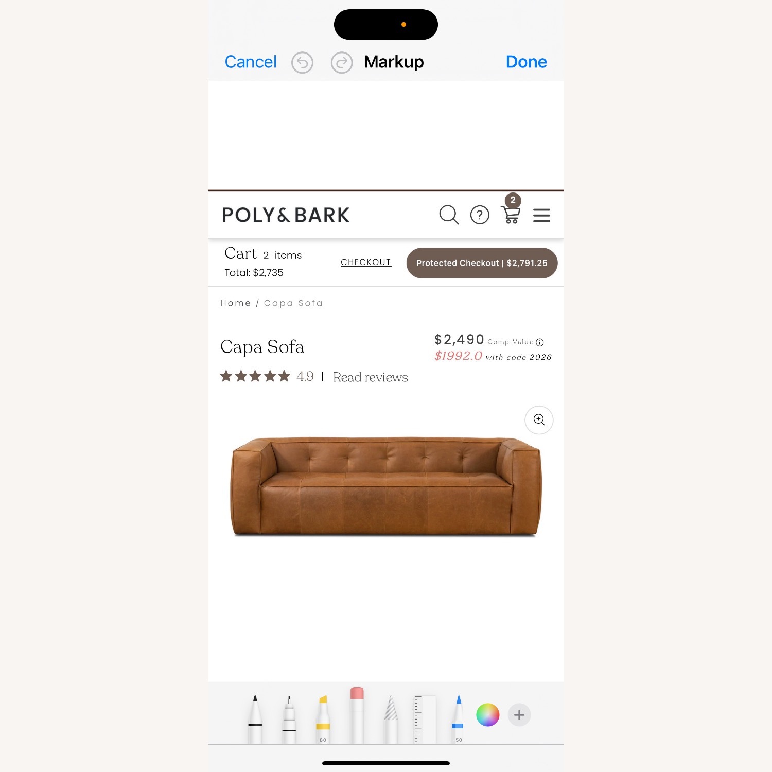 Poly and Bark Capa Dark Brown Leather 3+ Seater Sofa - image-3