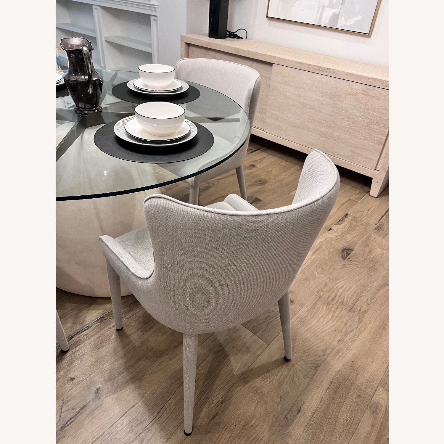 Restoration Hardware Light Gray Dining Chairs - image-2