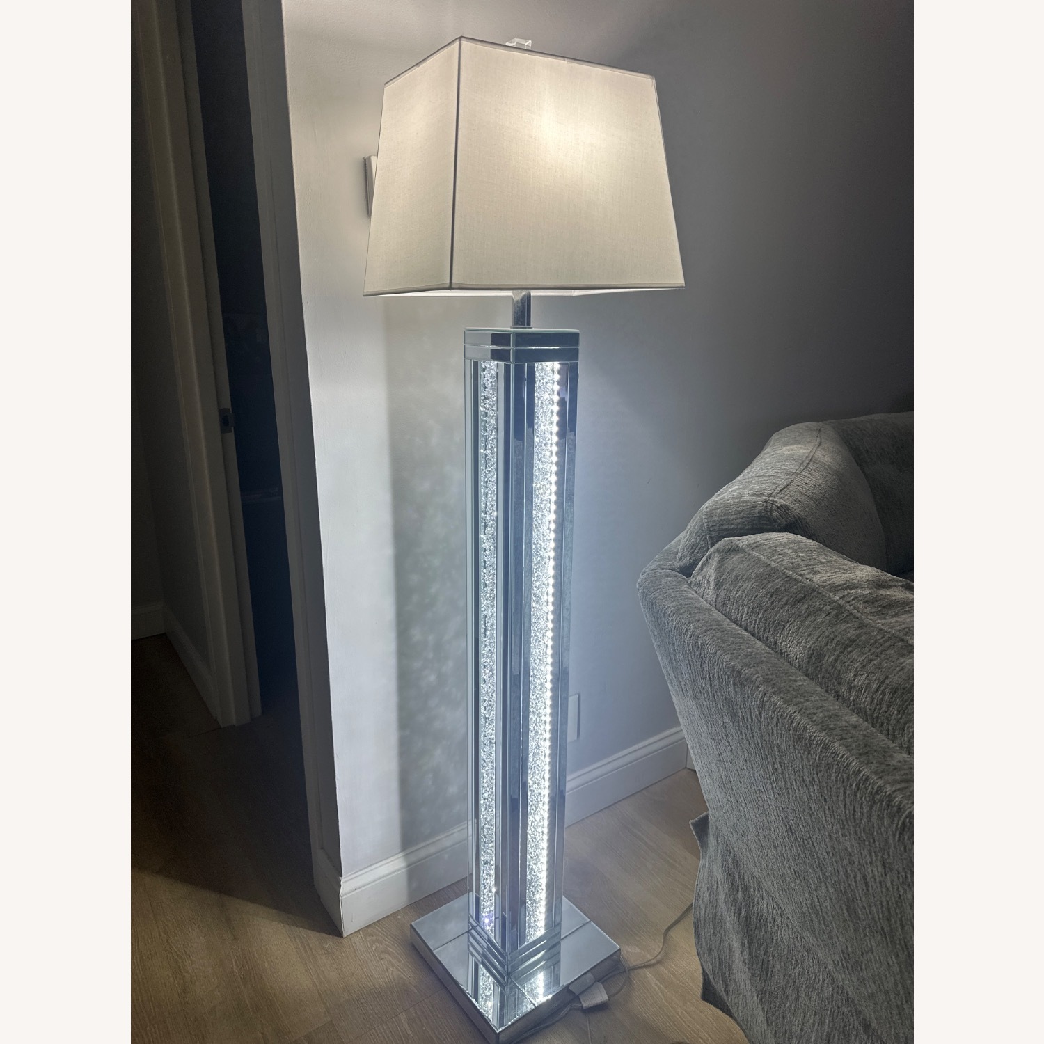 Stainless Steel/Glass Floor Lamp - image-1