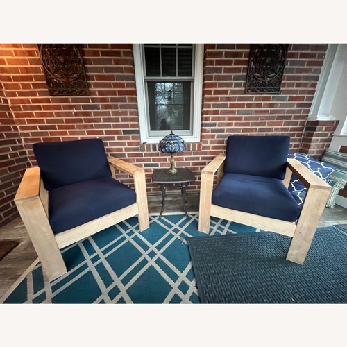 Used Pottery Barn Malibu Teak Lounge Chair & Cushion for sale on AptDeco