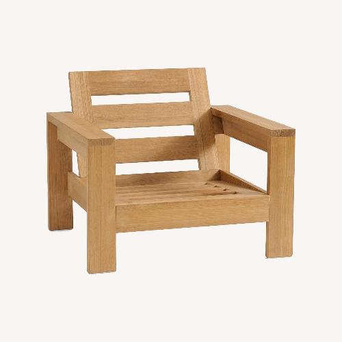 Used Pottery Barn Malibu Teak Lounge Chair & Cushion for sale on AptDeco