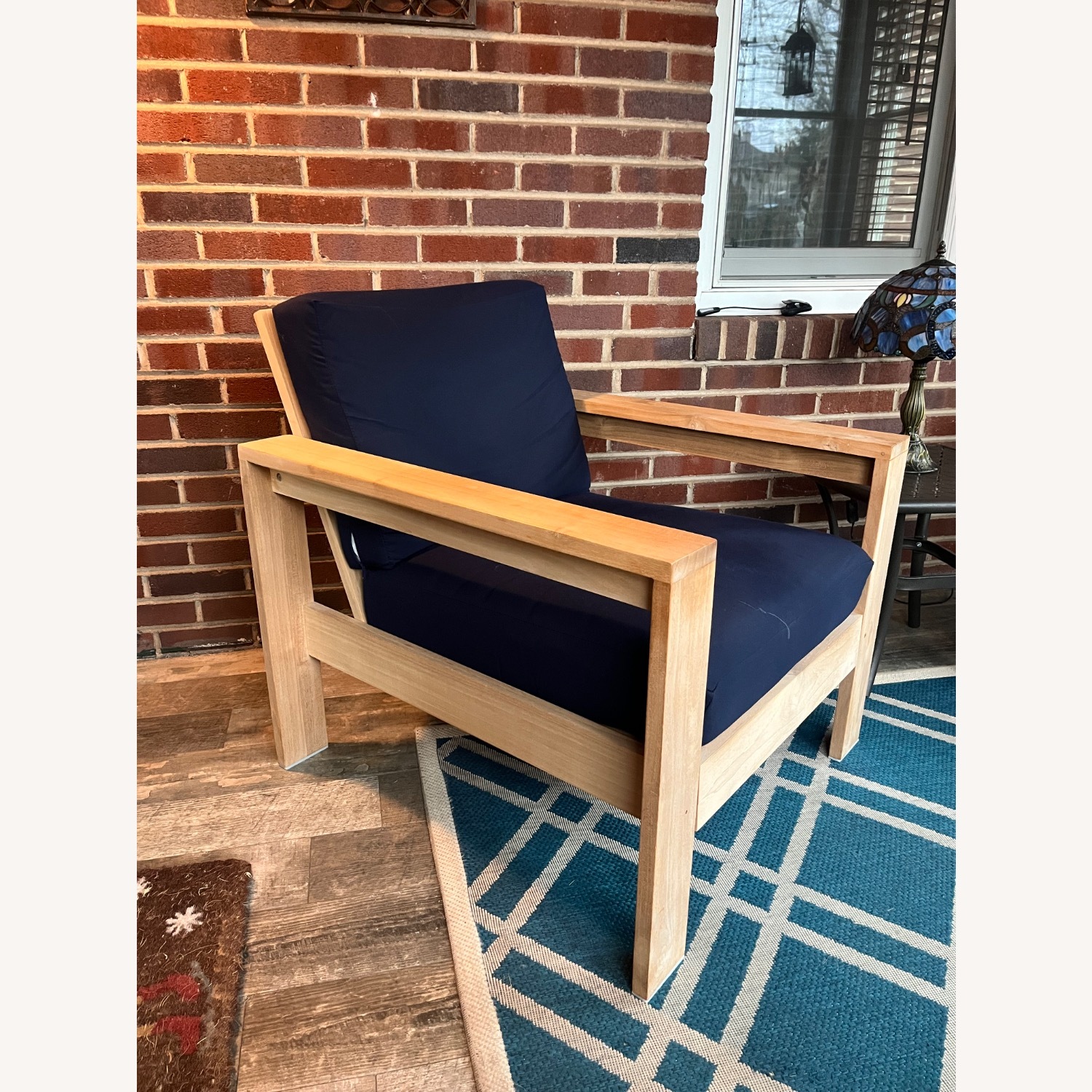 Pottery Barn Malibu Teak Lounge Chair & Cushion - image-3