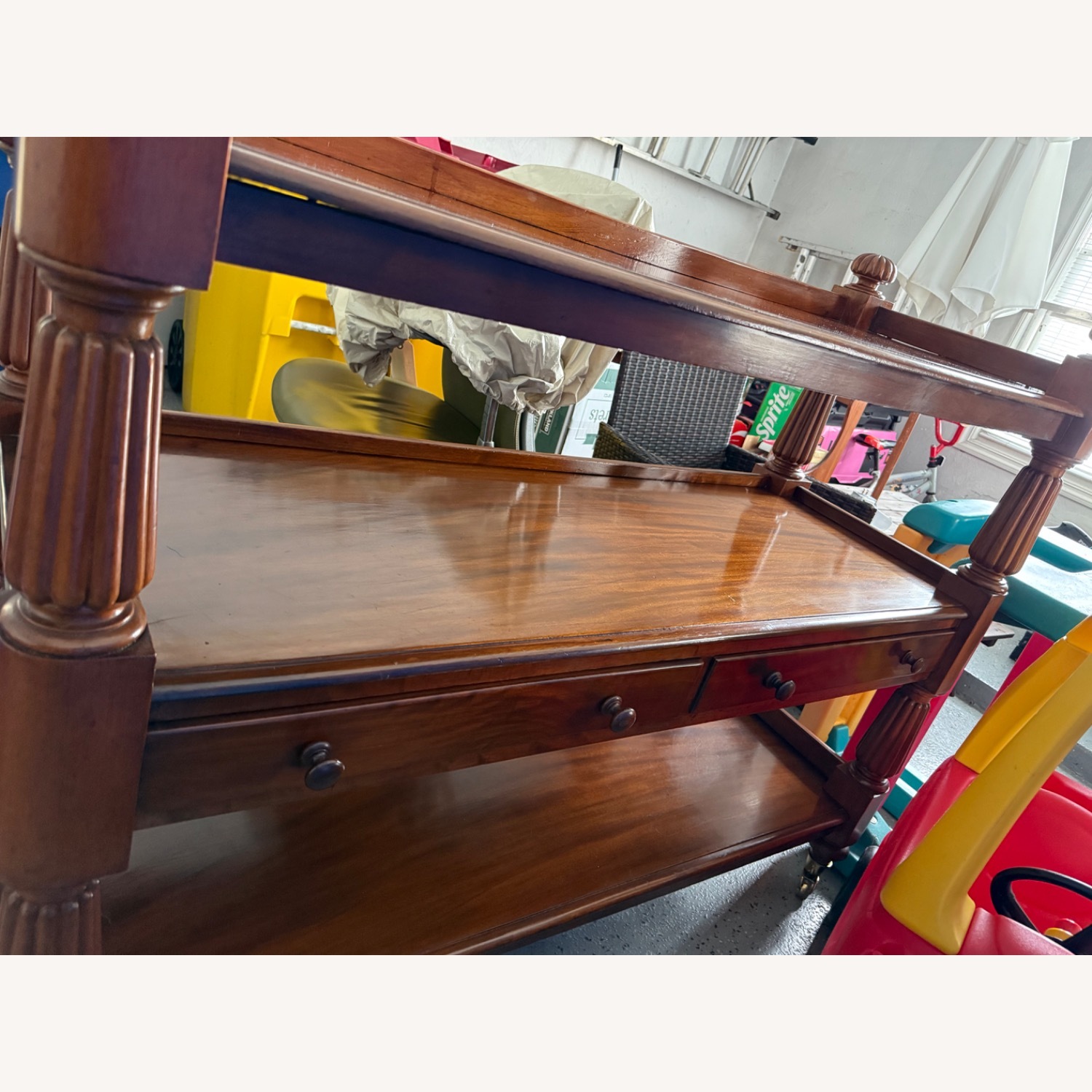 Vintage/Antique Dark Brown Wood Bar Cart - image-2