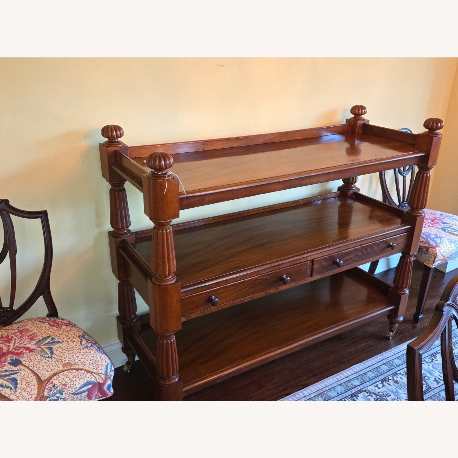 Vintage/Antique Dark Brown Wood Bar Cart - image-3
