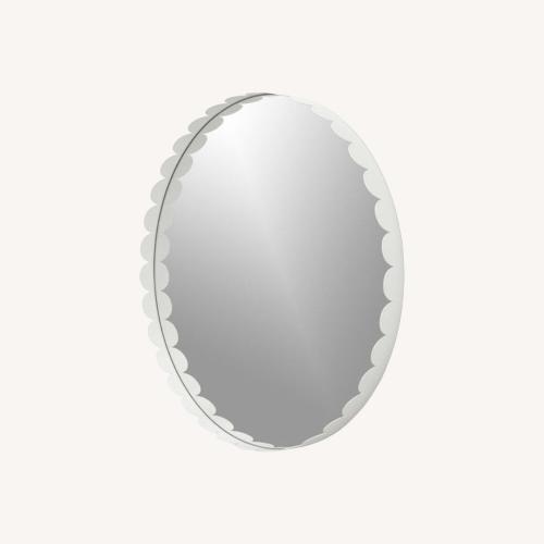 Used Crate & Barrel Ninna White Round Wall Mirror for sale on AptDeco