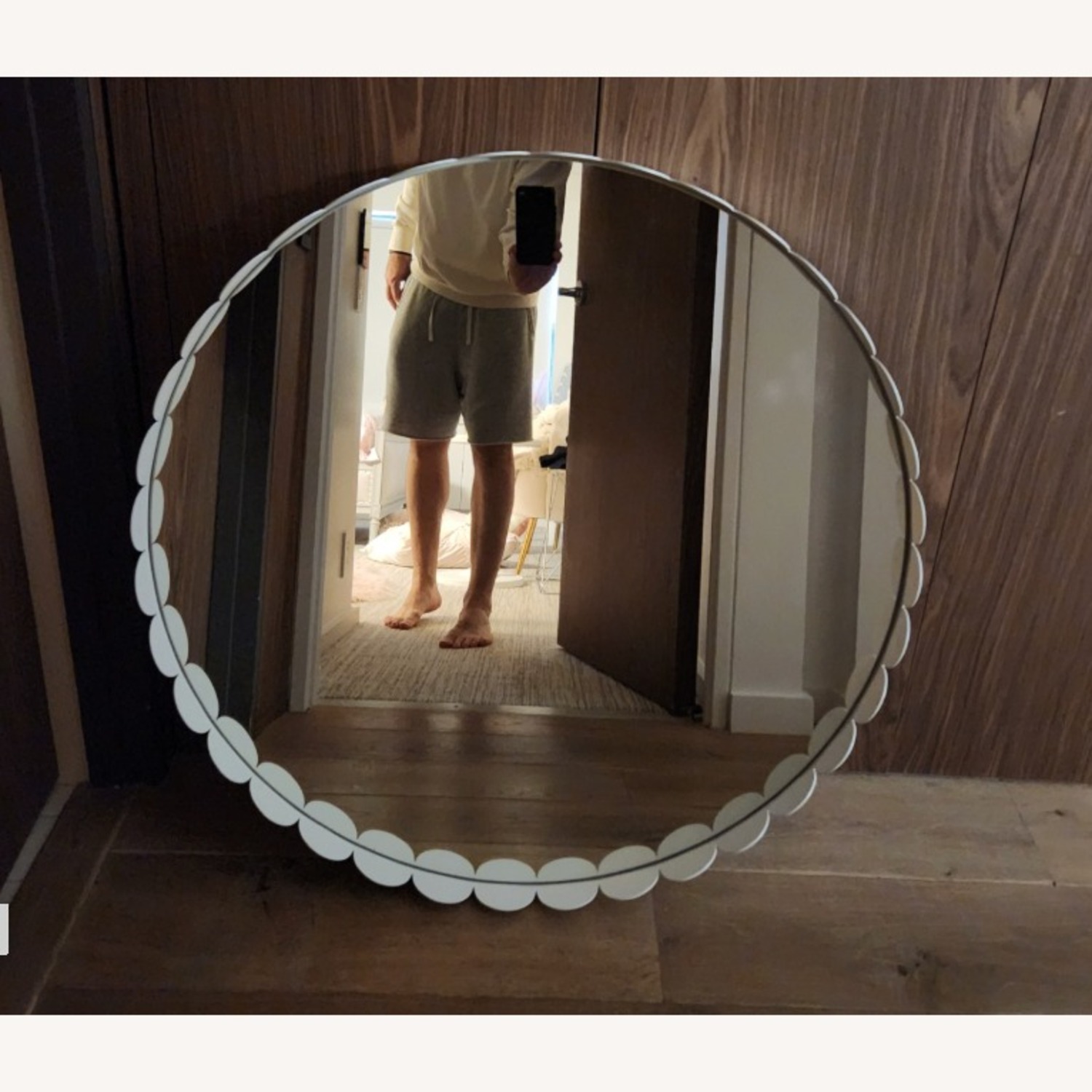 Crate & Barrel Ninna White Round Wall Mirror - image-2