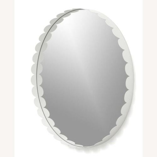 Used Crate & Barrel Ninna White Round Wall Mirror for sale on AptDeco
