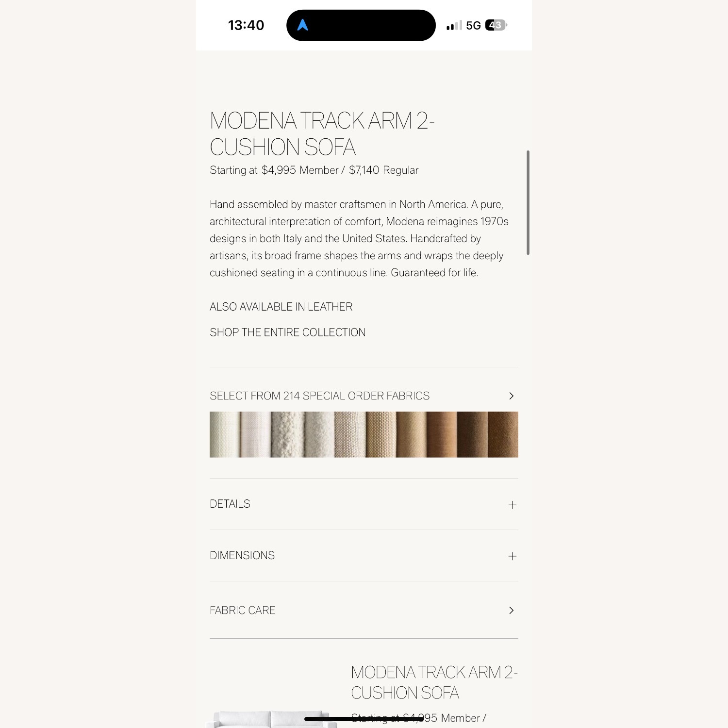 Restoration Hardware Modena Sofa  - image-12