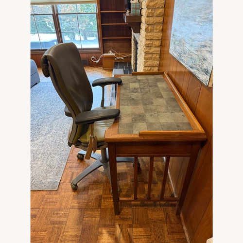 Used  Dark Brown Leather Inlaid Shagreen Top for sale on AptDeco