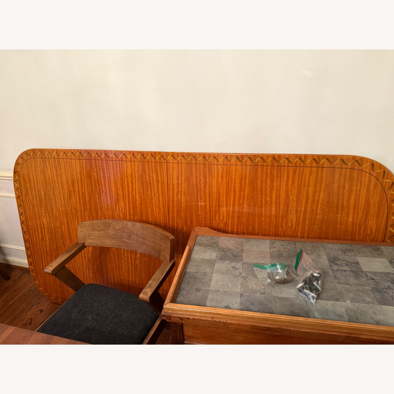  Dark Brown Leather Inlaid Shagreen Top - image-3