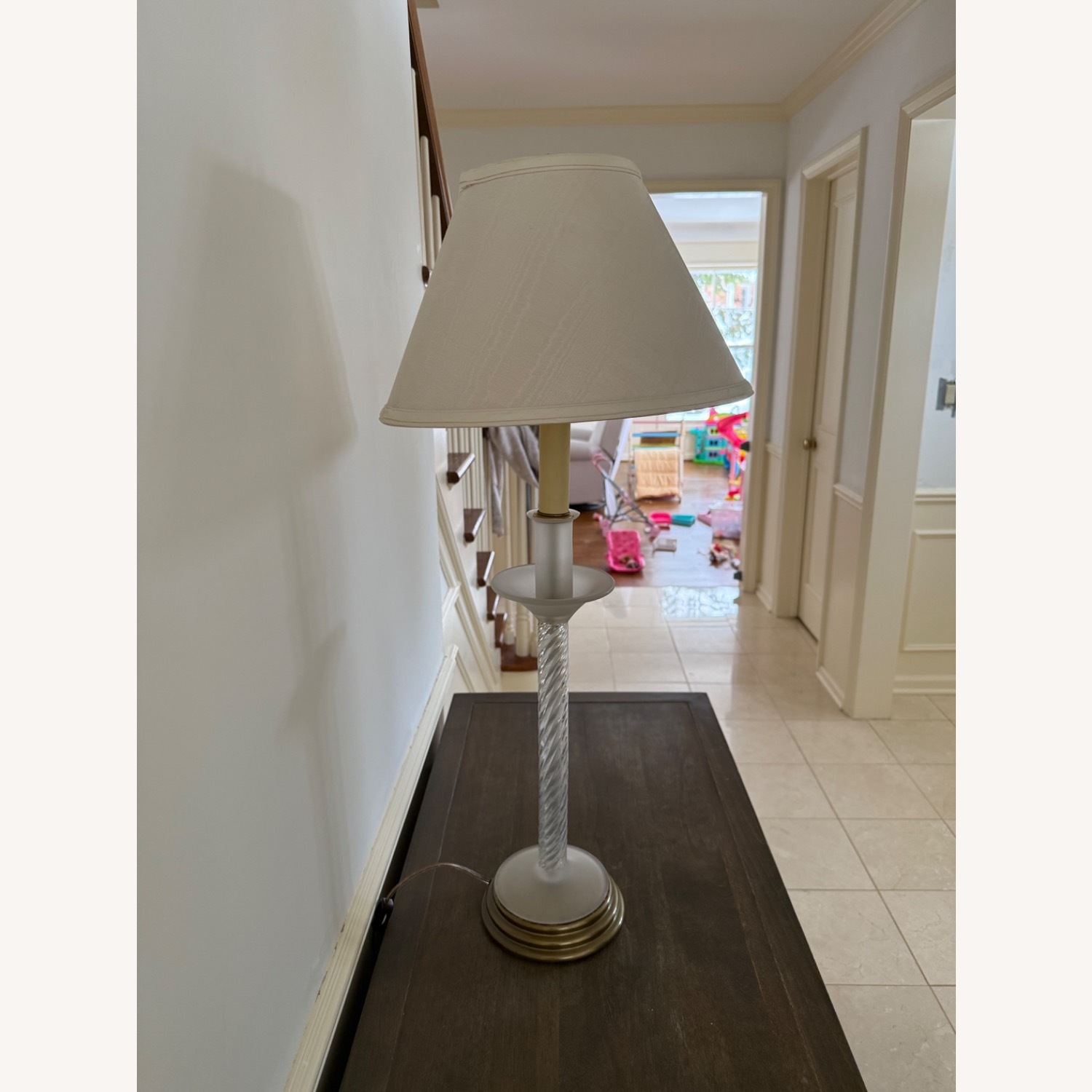 Fredrick Cooper White Glass Table Lamp - image-2