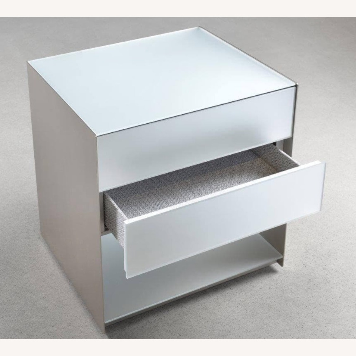 Trica 2x Silver Glass Nightstand  - image-1