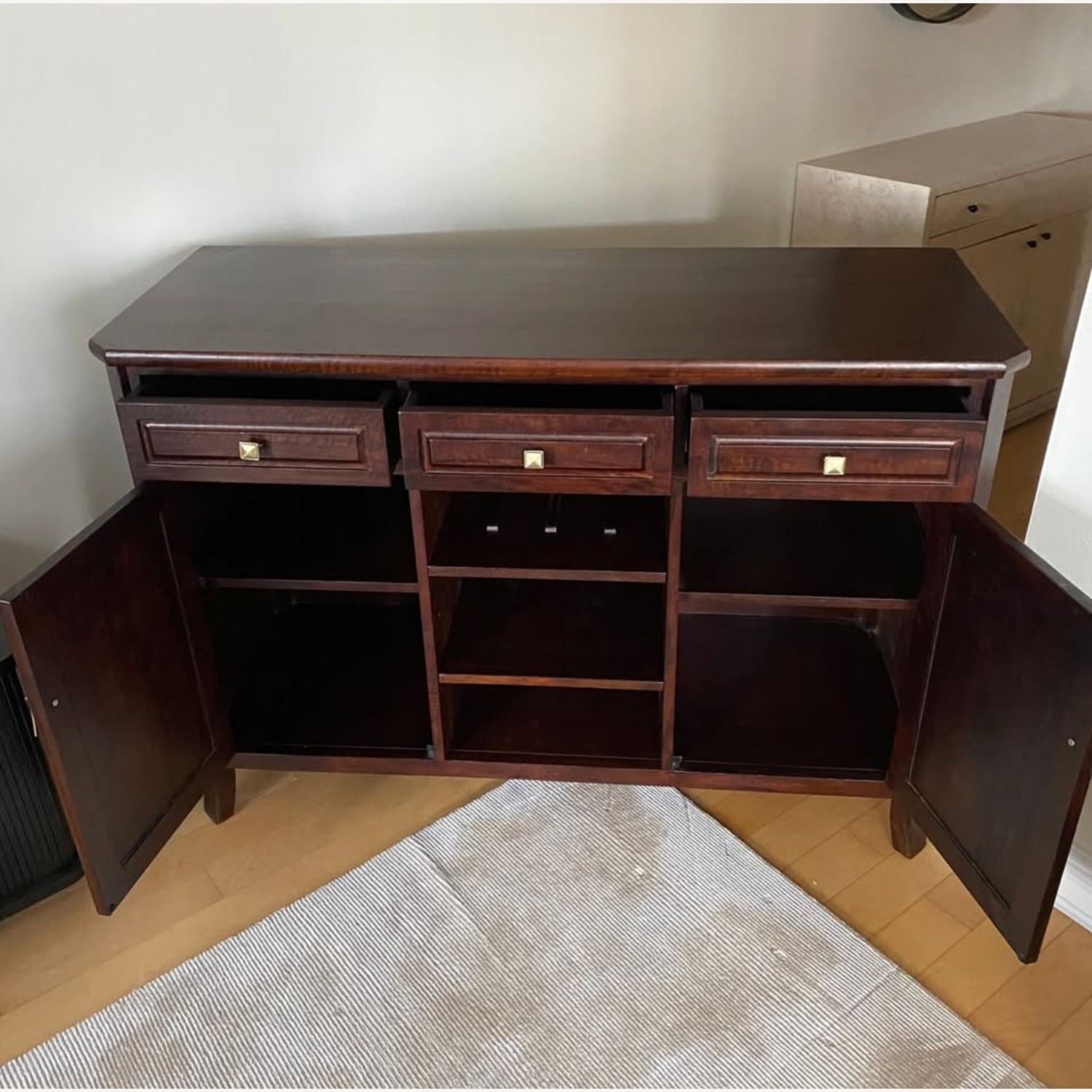 Crate & Barrel Cabria Brown Wood Sideboard Cabinet - image-2