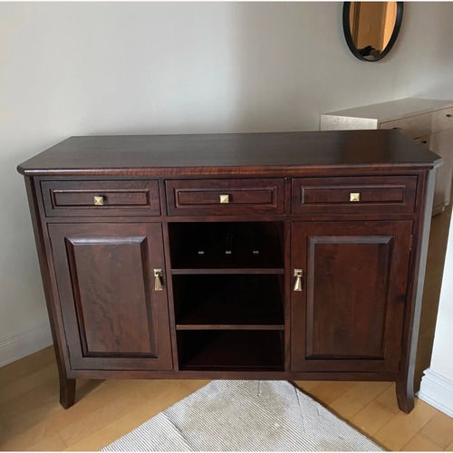 Used Crate & Barrel Cabria Brown Wood Sideboard Cabinet for sale on AptDeco
