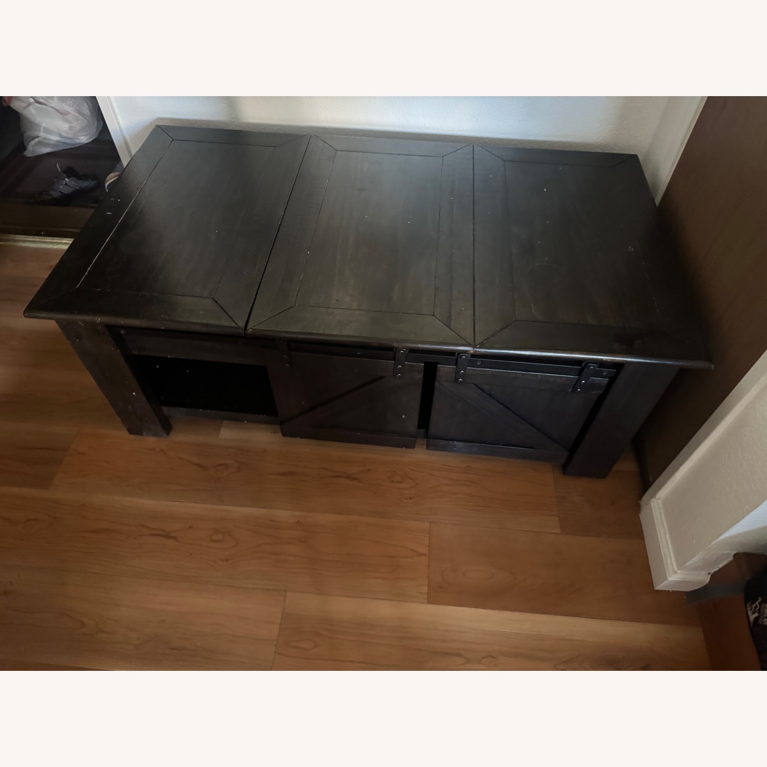 Living Spaces Dark Brown Coffee Table - image-3