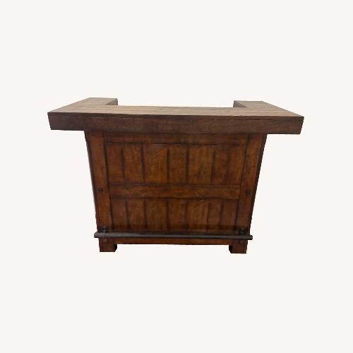Used Custom Solid Wood Bar Cabinet with Stone Top for sale on AptDeco