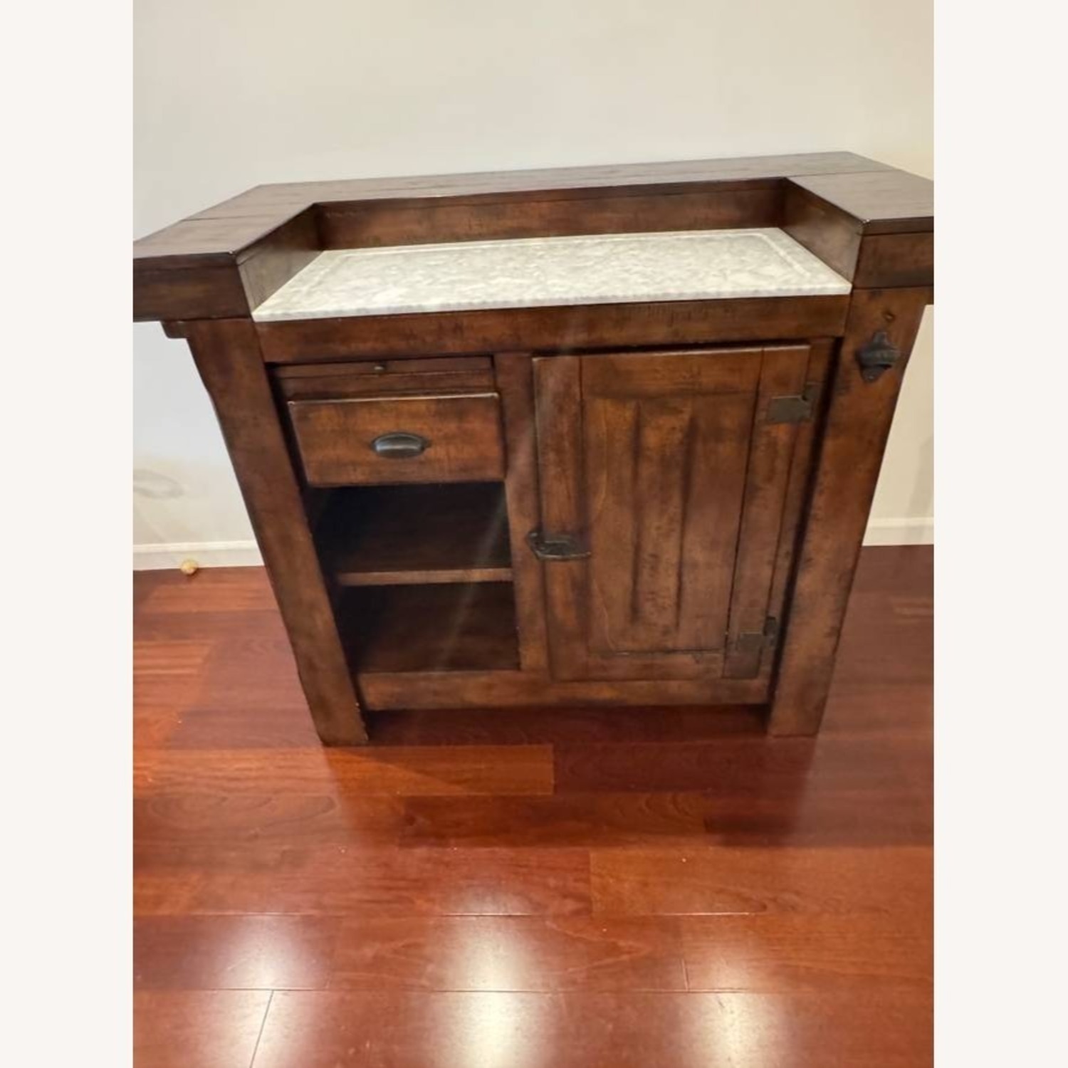 Custom Solid Wood Bar Cabinet with Stone Top - image-4