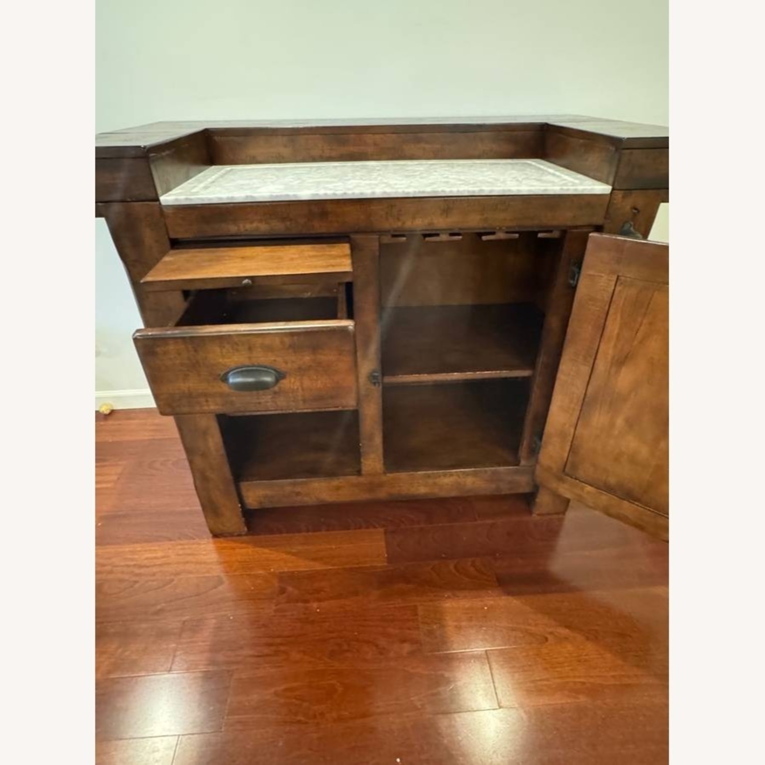 Custom Solid Wood Bar Cabinet with Stone Top - image-5