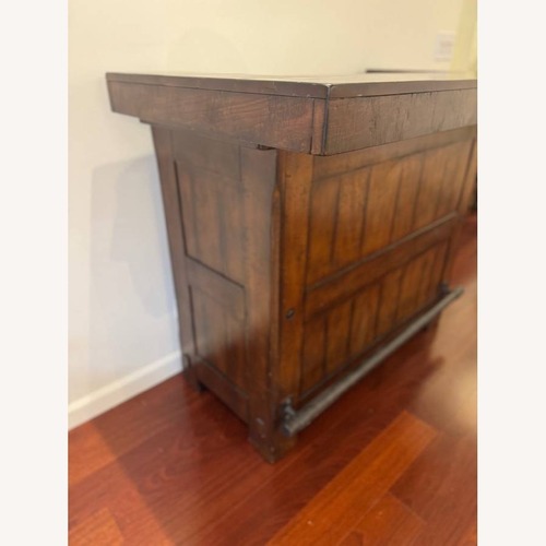 Used Custom Solid Wood Bar Cabinet with Stone Top for sale on AptDeco