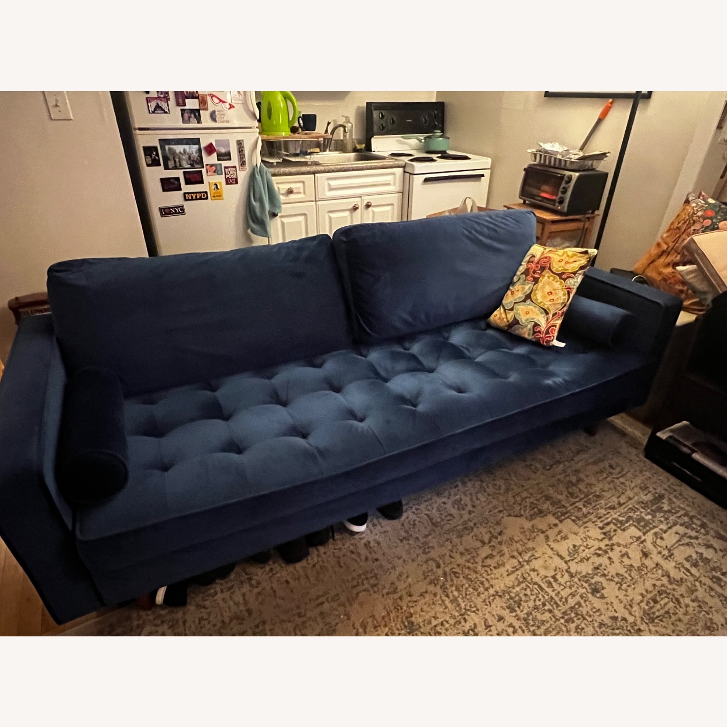 Blue Velvet Sofa - image-1