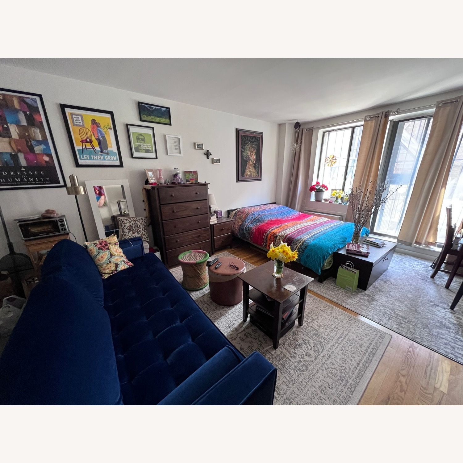 Blue Velvet Sofa - image-2