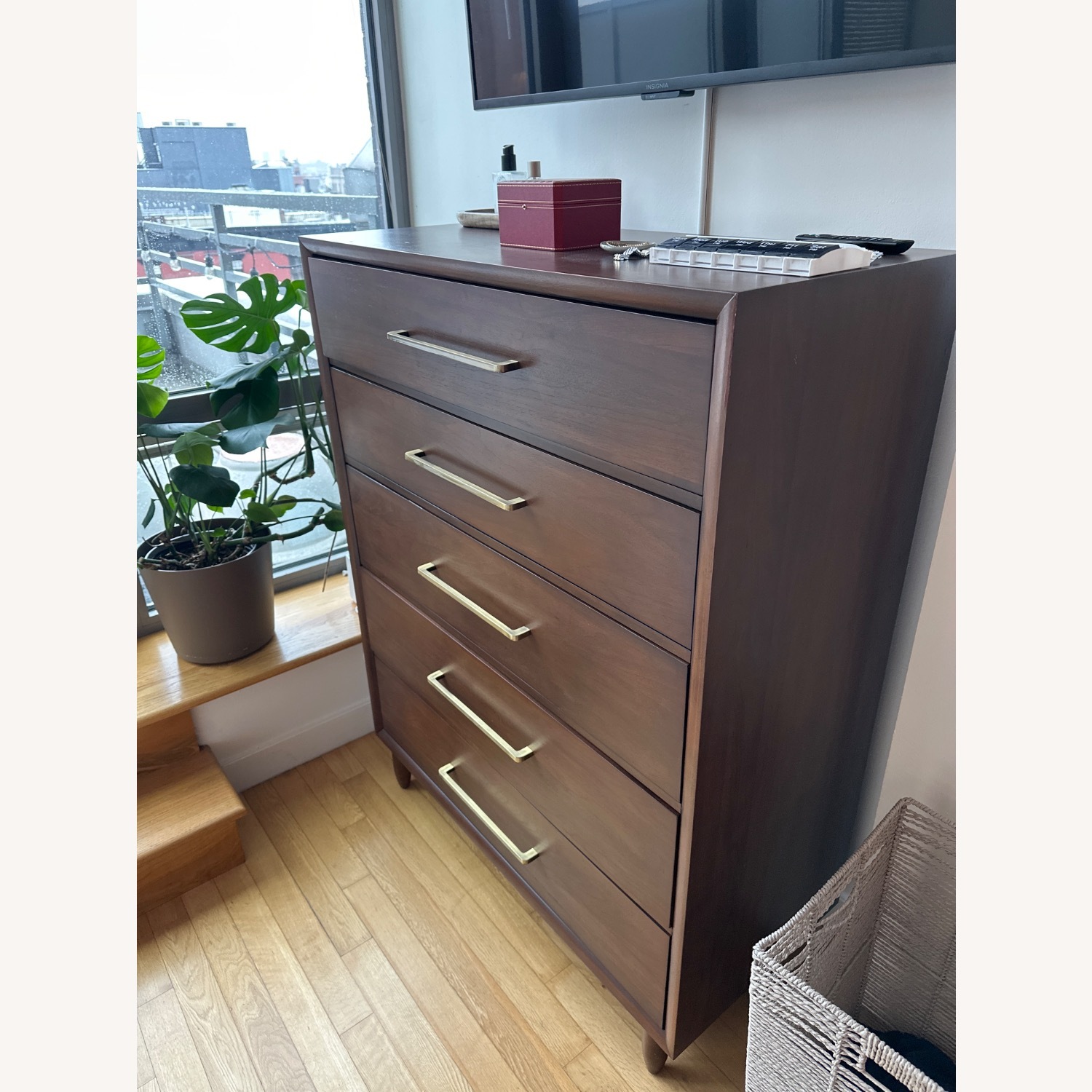 Dark Brown Wood Dresser - image-2
