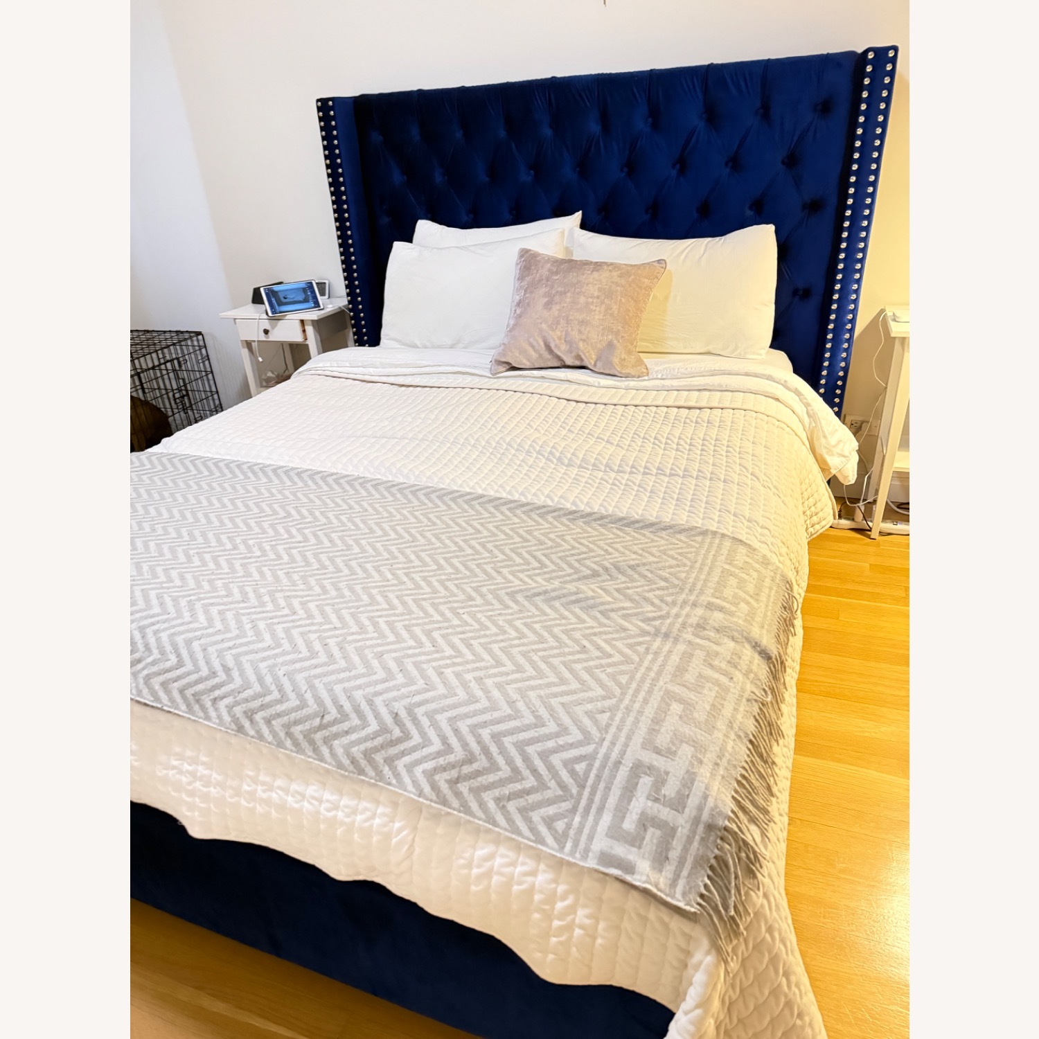 Wayfair Blue Velvet Queen Bed - image-1