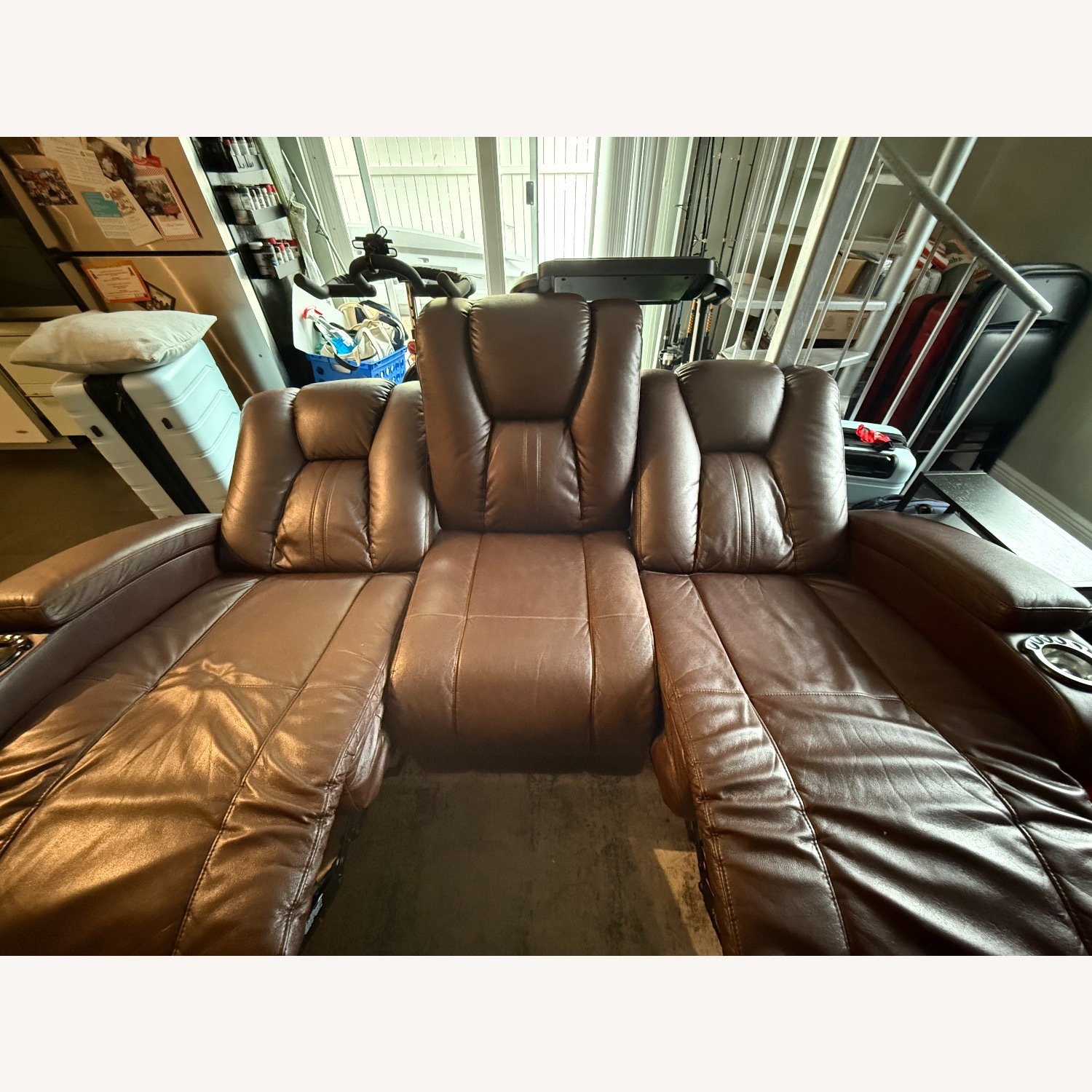 Dark Brown Leather Loveseat - image-4