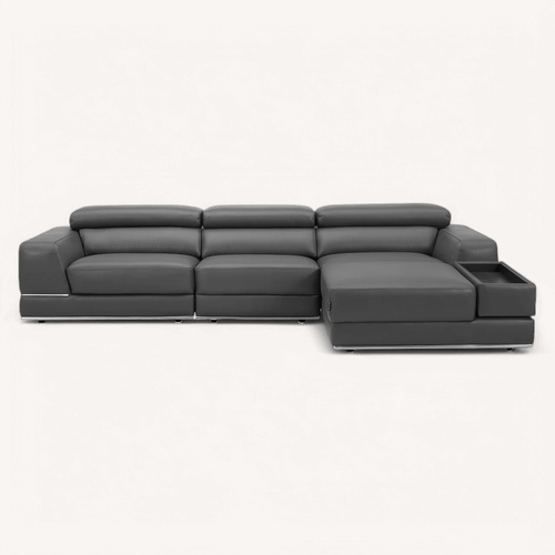 Used Modani Dark Gray Leather 2 Piece w Chaise for sale on AptDeco