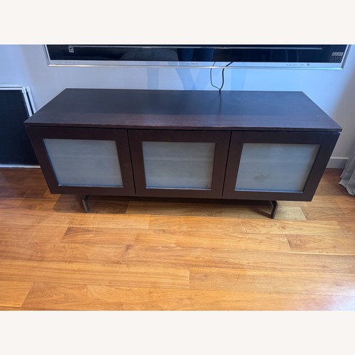 Used Desiron Darin Dark Walnut 3 Door Console Sideboard for sale on AptDeco