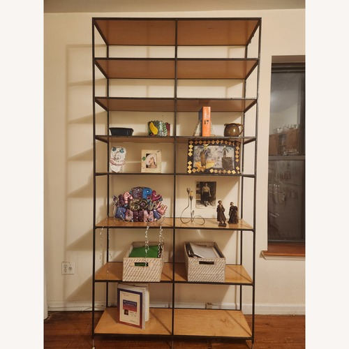 Used  Industrial Maple/Raw Steel Shelving Unit for sale on AptDeco