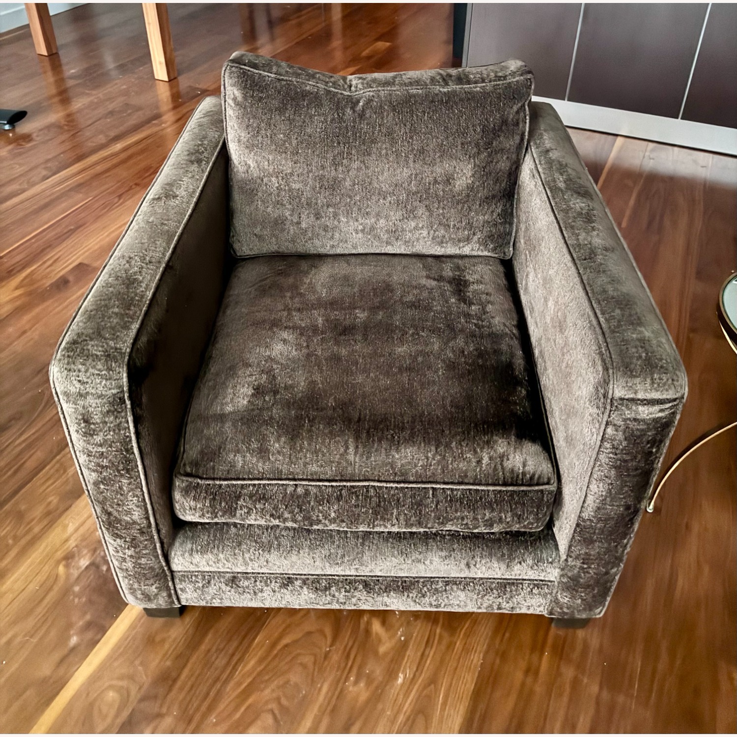 Montauk Tuxedo Dark Brown Fabric Armchair - image-3