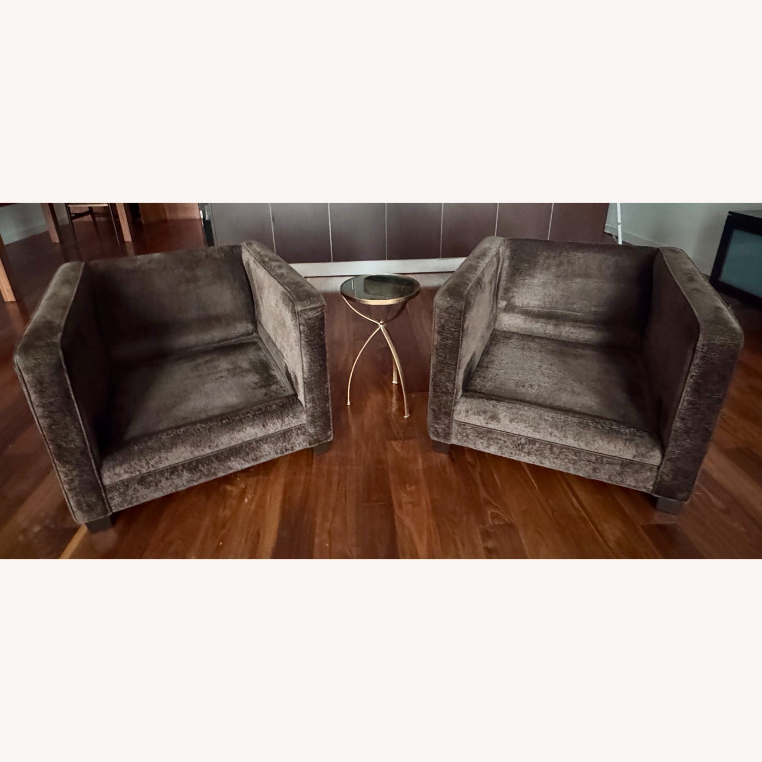 Montauk Tuxedo Dark Brown Fabric Armchair - image-5