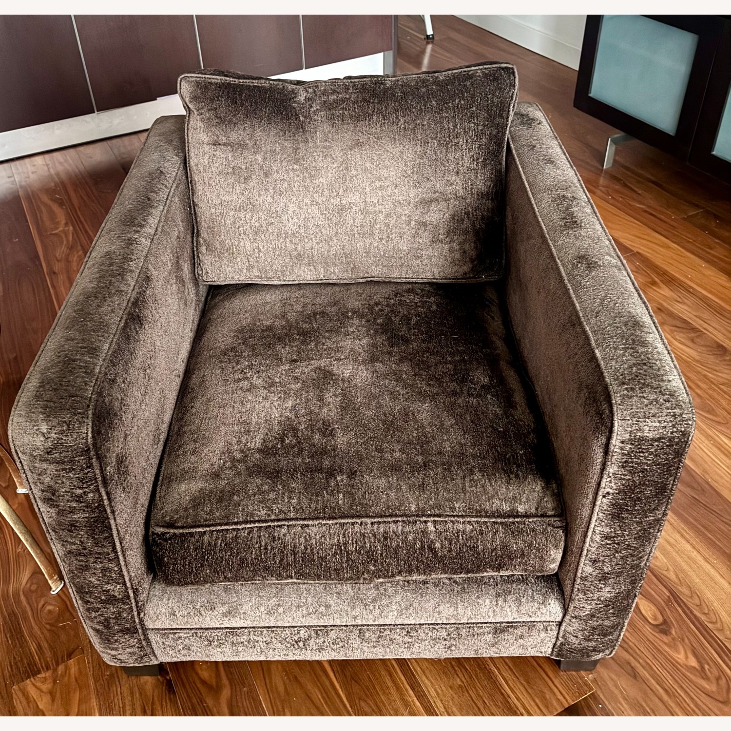 Montauk Tuxedo Dark Brown Fabric Armchair - image-4