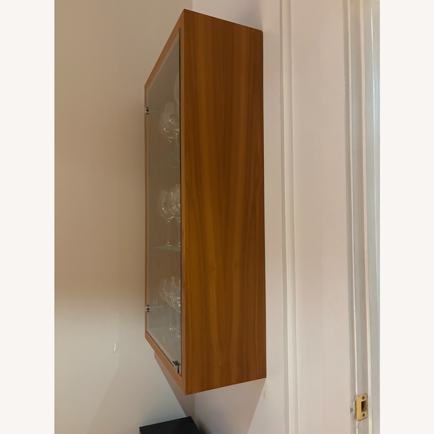 Solid Walnut Hanging Cabinet with Glass Door - image-2