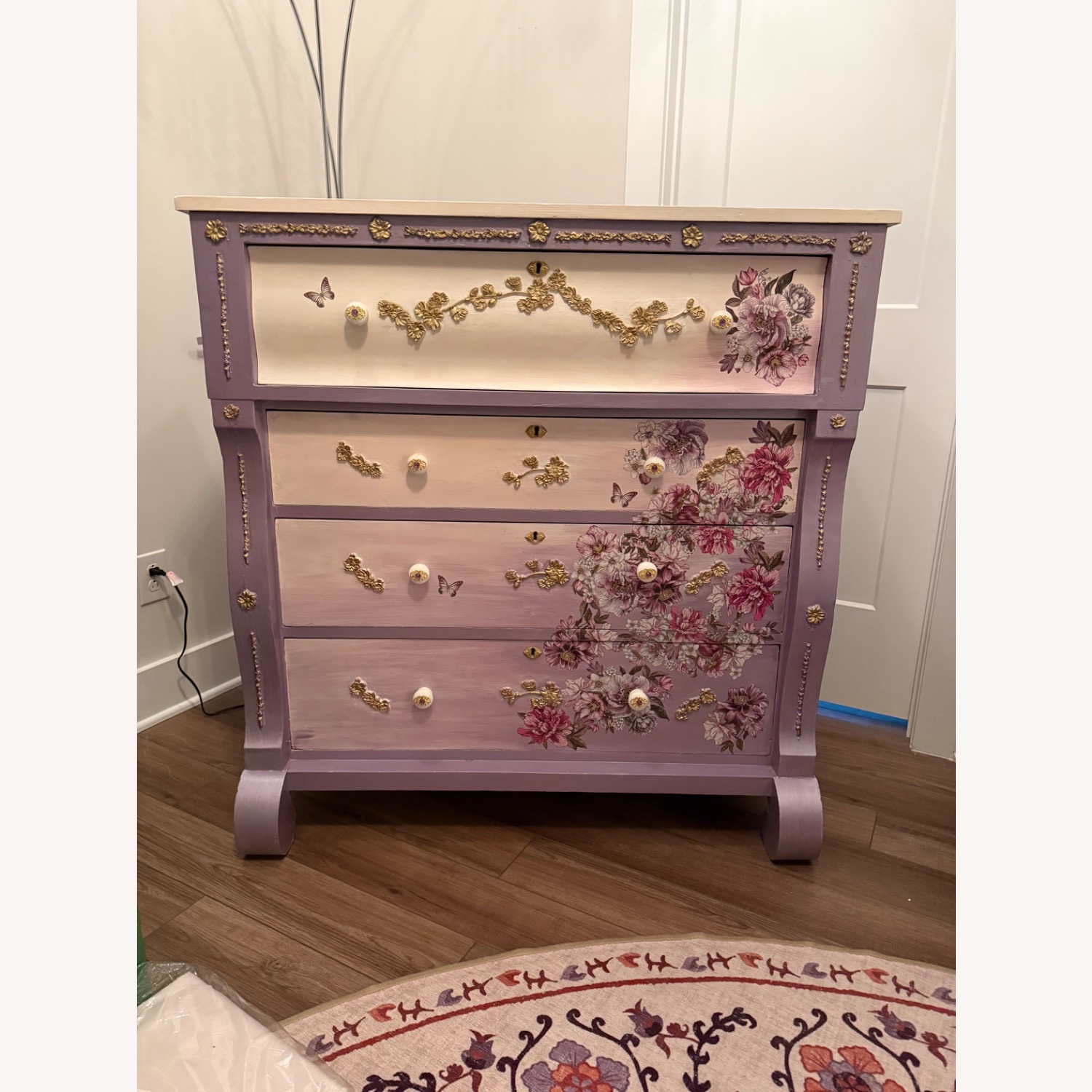 Vintage/Antique Purple Wood Dresser - image-1